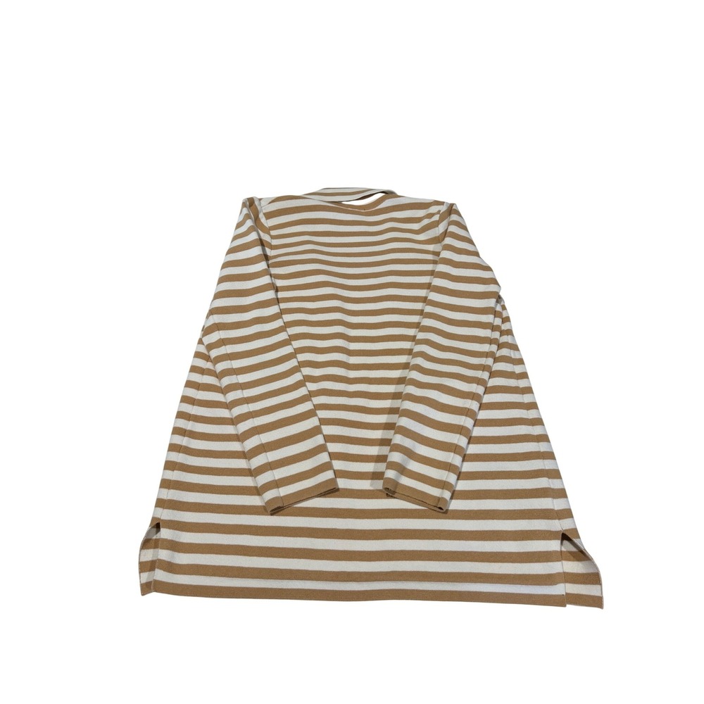 Ann Taylor Factory Womens Tan White Striped Knit Cardigan Blazer Sweater Small - Picture 6 of 6